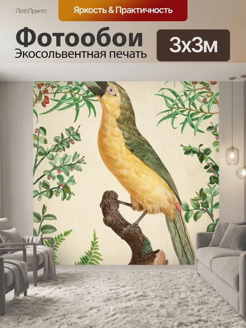 Фотообои Винтажное искусство тропическая птица
