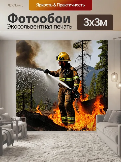 Фотообои увлекательная сцена с пожарным