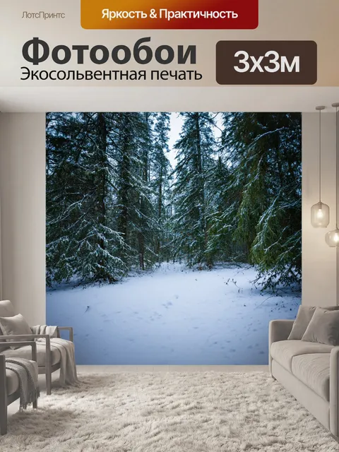 Фотообои зимний сон в заснеженном лесу
