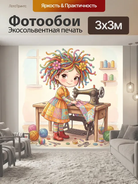 Фотообои Юная рукодельница за работой