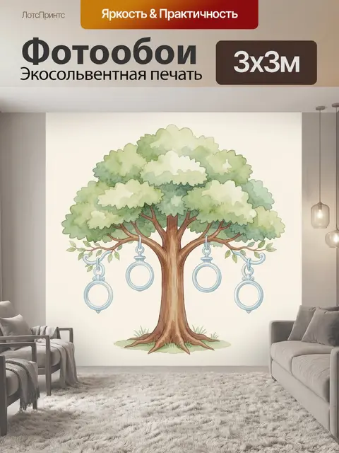 Фотообои Могучий дуб и серебристые круги