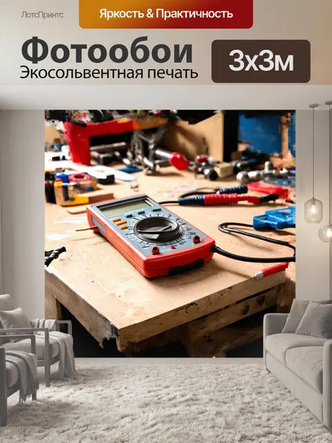 Фотообои мультиметр лежит на рабочем столе в мастерской