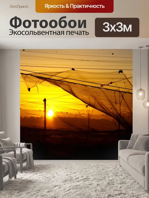 Фотообои Садовые сети в золотой час восхода солнц