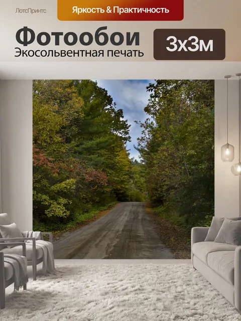 Фотообои Осенний пейзаж деревья с цветом
