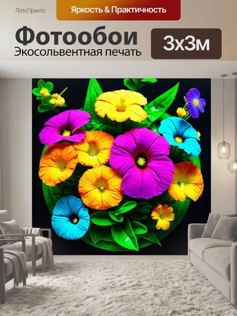Фотообои цветы в стиле футуристический, сочетание живой природы и искусственного интеллекта