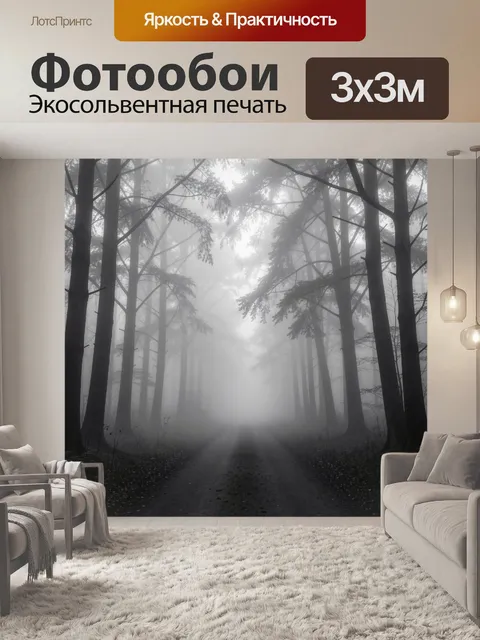 Фотообои Туманный лесная тропа