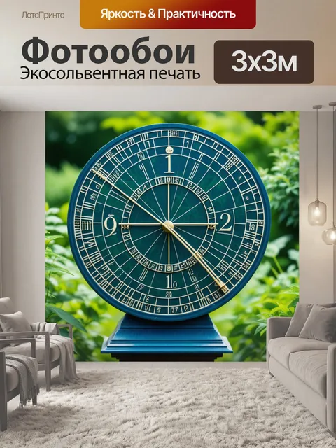 Фотообои солнечные часы на фоне зелени