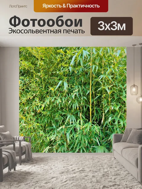 Фотообои зеленый бамбуковый фон