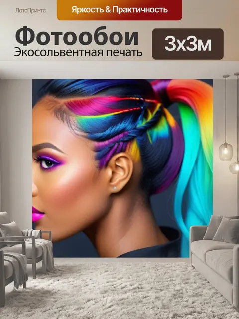 Фотообои прическа с хвостом и яркими цветами