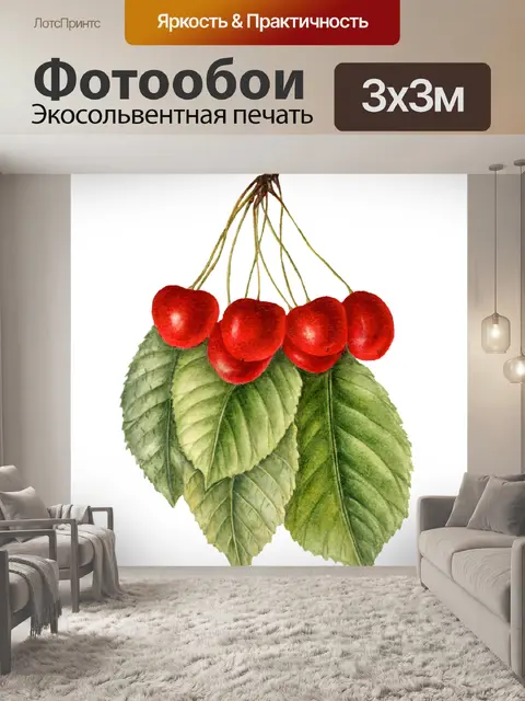 Фотообои Фрукты винтажные вишни арт