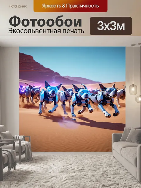 Фотообои животные в стиле футуристический: стадо роботов-собак