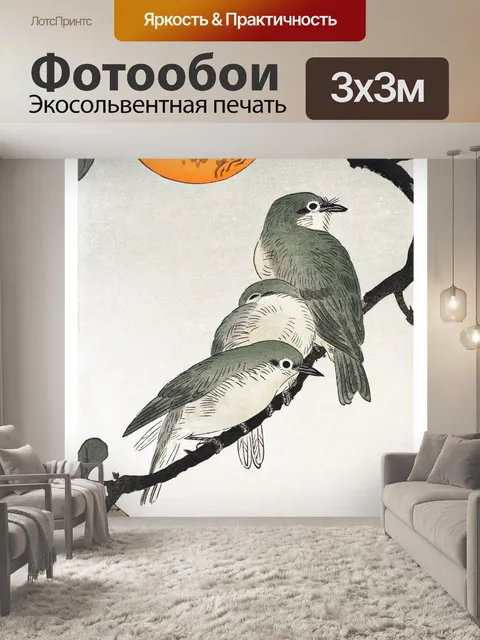 Фотообои Птица солнце арт винтаж
