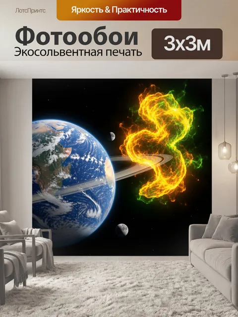 Фотообои Космическая Земля и огненная спираль