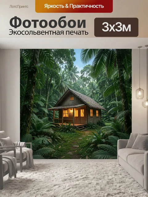 Фотообои Тропический домик в джунглях