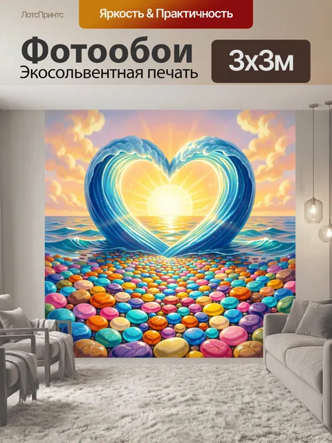 Фотообои Сердце из морской волны