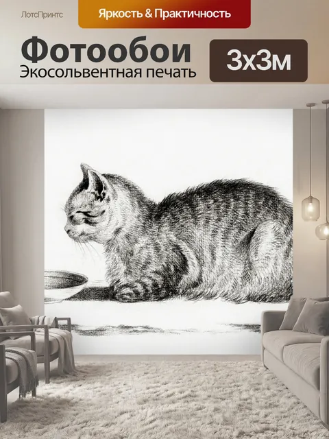 Фотообои Котенок милый винтаж