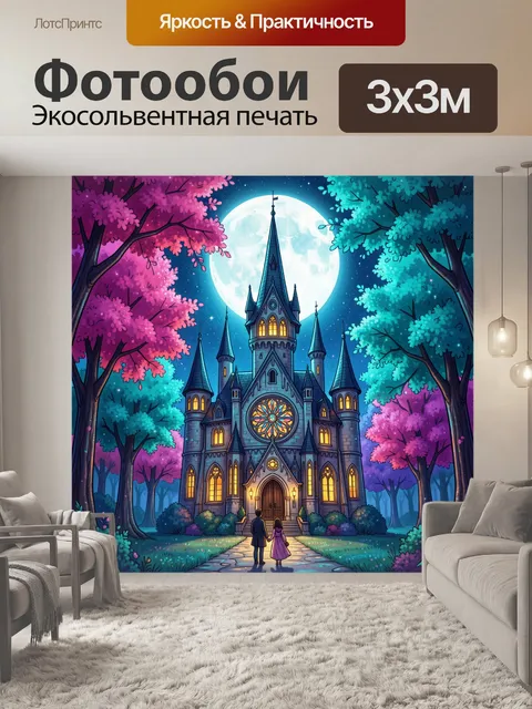 Фотообои Волшебный замок под луной