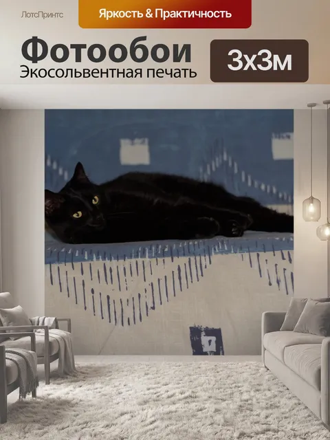 Фотообои Черная кошка лежа