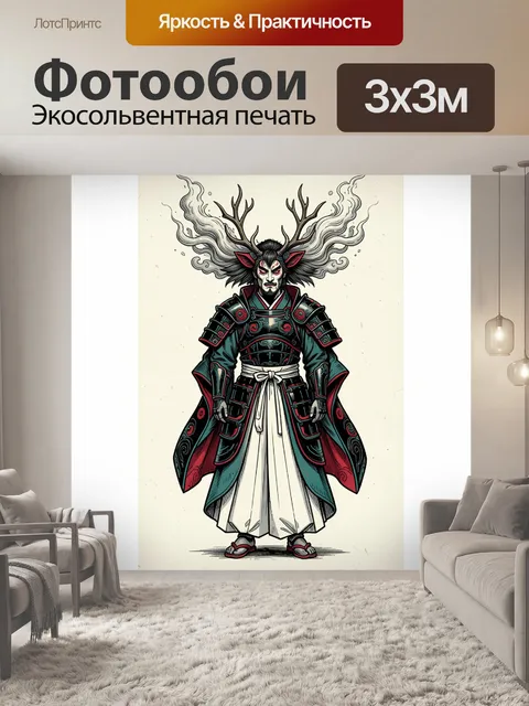 Фотообои Самурай с оленьими рогами