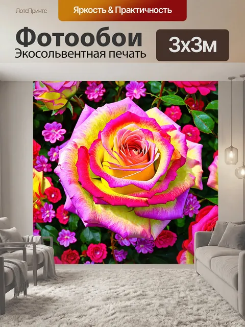 Фотообои розы в стиле максимализм, обилие цветочных декоративных элементов, привлекающих внимание