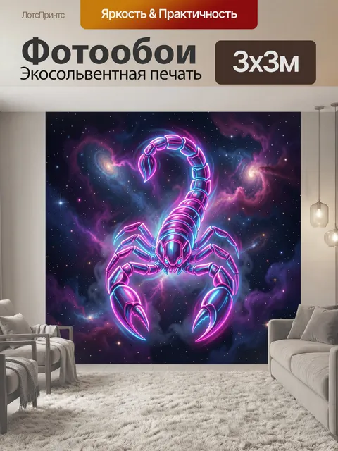 Фотообои Космический неоновый скорпион