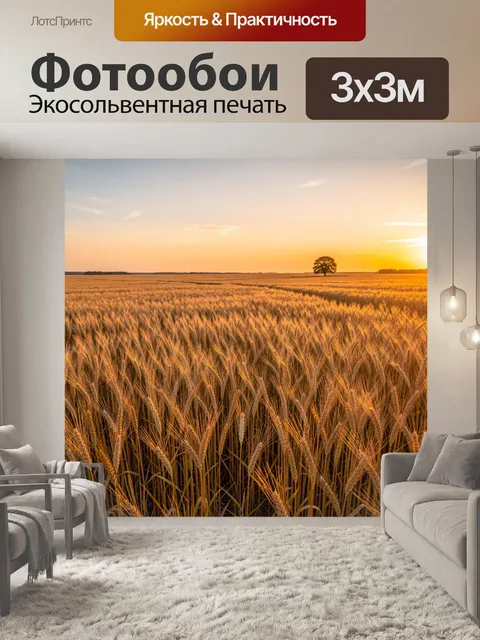 Фотообои Пшеничное поле на закате