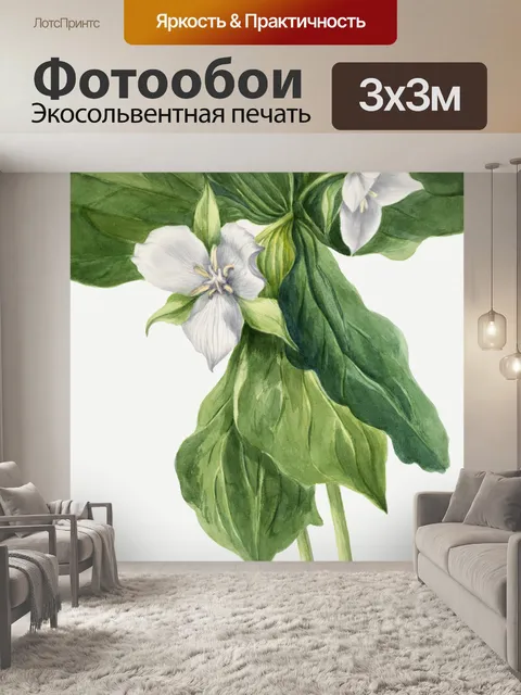 Фотообои Винтажное цветочное искусство акварель