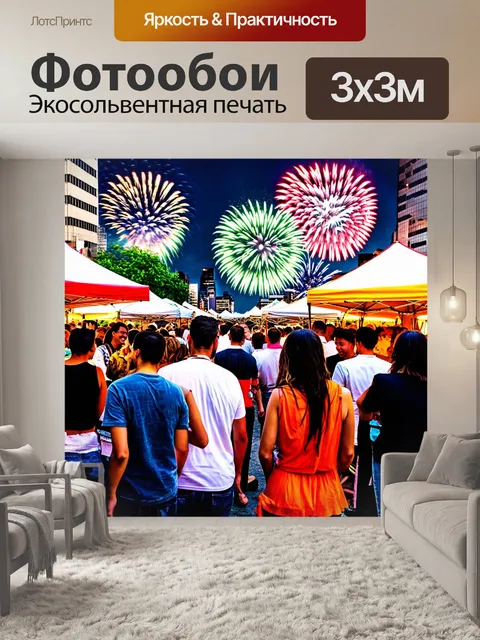Фотообои город в стиле комикс: масштабный городской фестиваль с уличной едой и музыкой