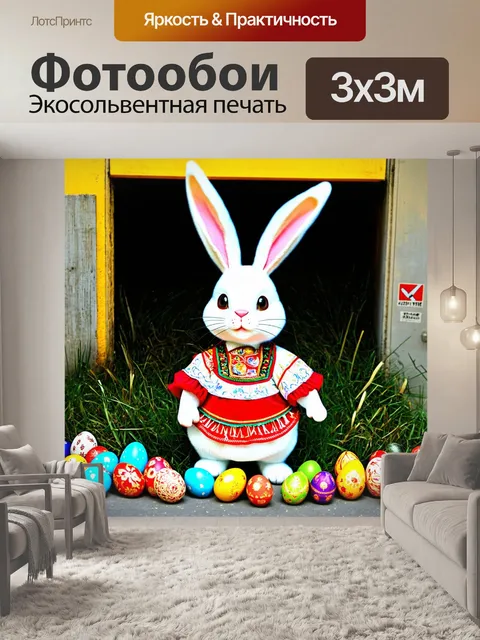 Фотообои русский: визуализация пасхального зайца