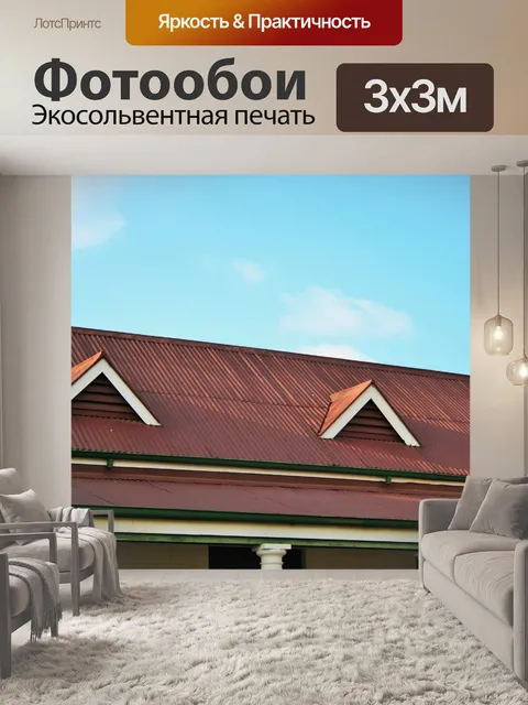 Фотообои мансардные окна на гофрированной крышей