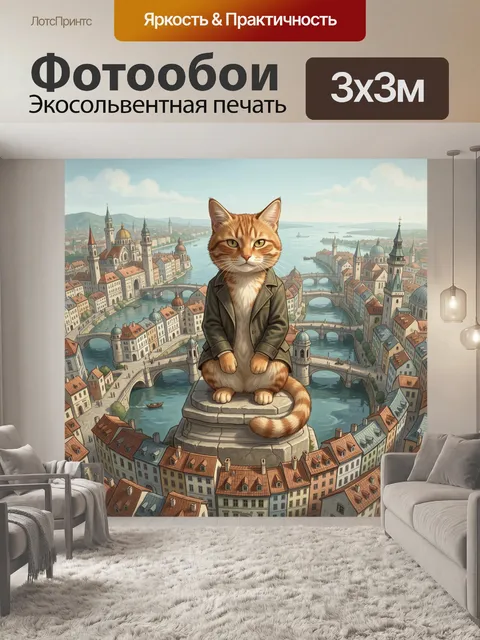 Фотообои Рыжий кот над старым городом