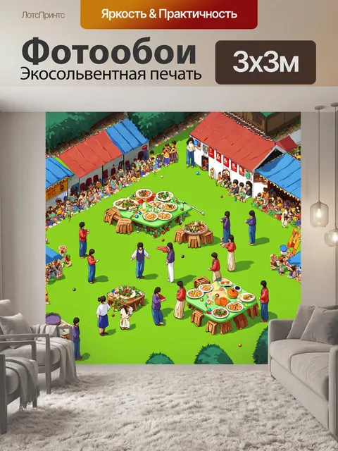 Фотообои зеленые в стиле изометрическая аниме