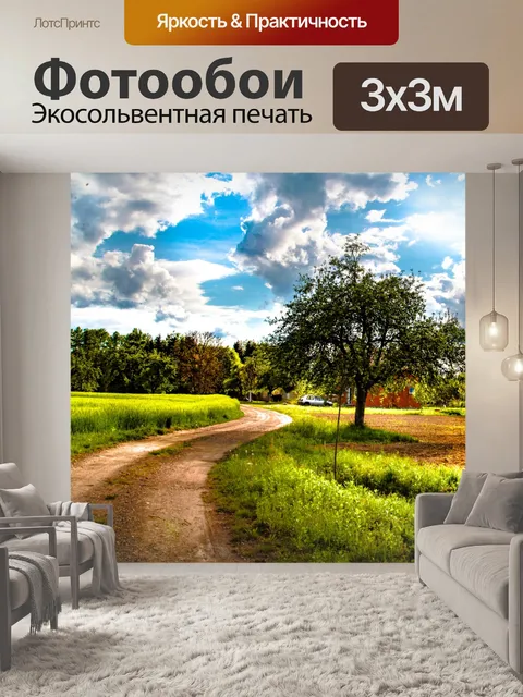 Фотообои Дорога в лесу на закате