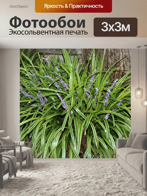 Фотообои Пестрая трава обезьяны с цветами