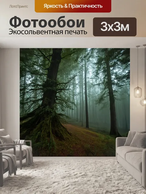 Фотообои туман в стиле фотореализм: загадочный лес