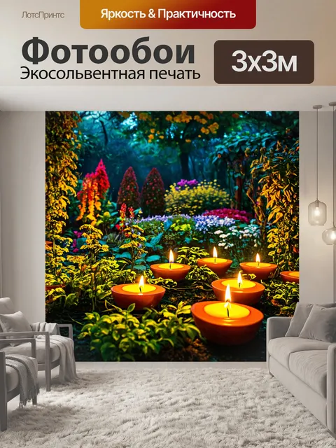 Фотообои фантастический сад с волшебными свечами