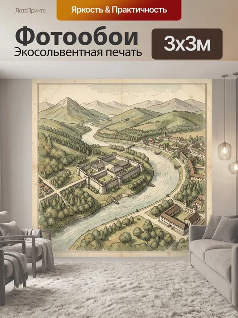 Фотообои Средневековая крепость у реки