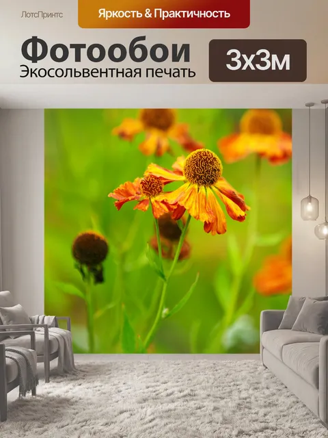 Фотообои оранжевые цветы