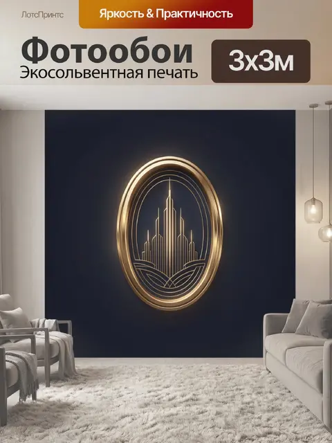 Фотообои Золотой небоскреб в овале