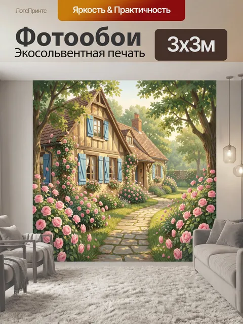 Фотообои Старинный дом среди роз