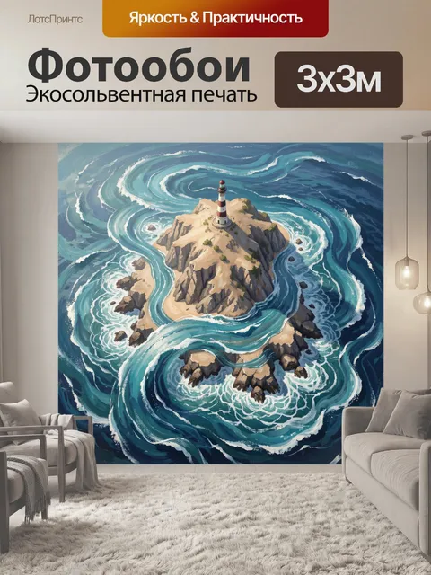 Фотообои Маяк на скалистом острове