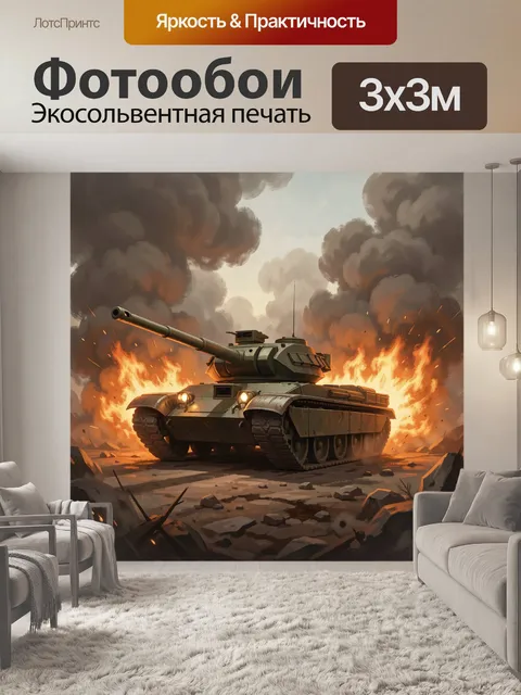 Фотообои Боевая бронемашина в огне