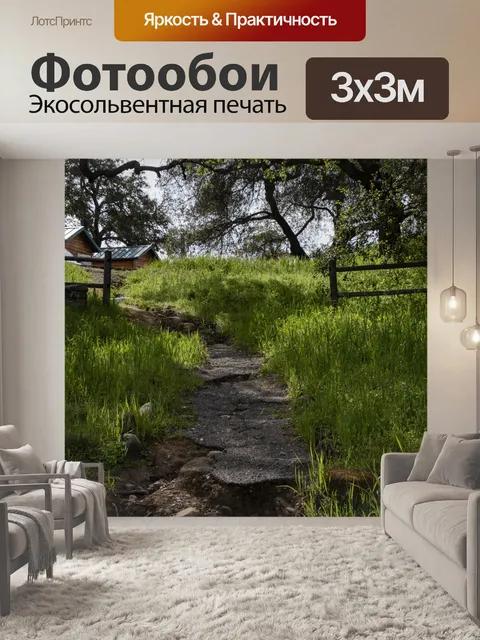 Фотообои Путь и луг с деревьями