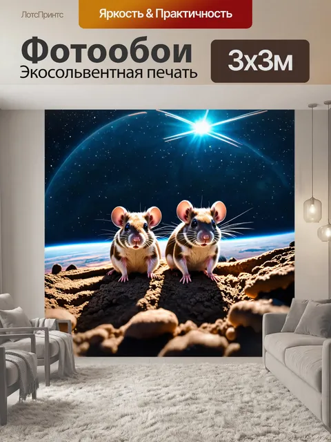 Фотообои крысы в космическом корабле, исследующие новую планету
