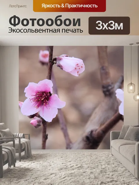 Фотообои Персиковые ветки и цветы