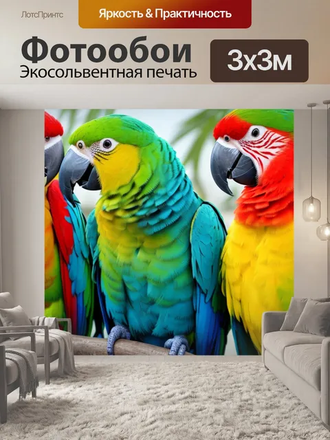 Фотообои с попугаями неразлучниками