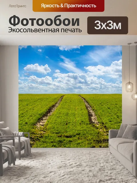 Фотообои Зеленая трава и синее небо