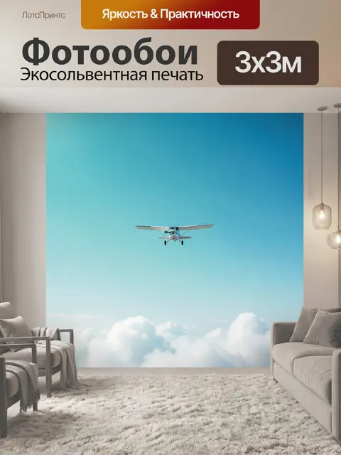 Фотообои Самолет в голубом небе