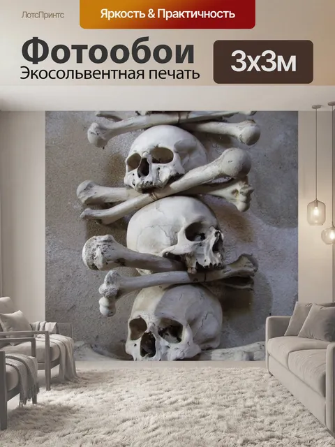 Фотообои Настоящие человеческие черепа и кости