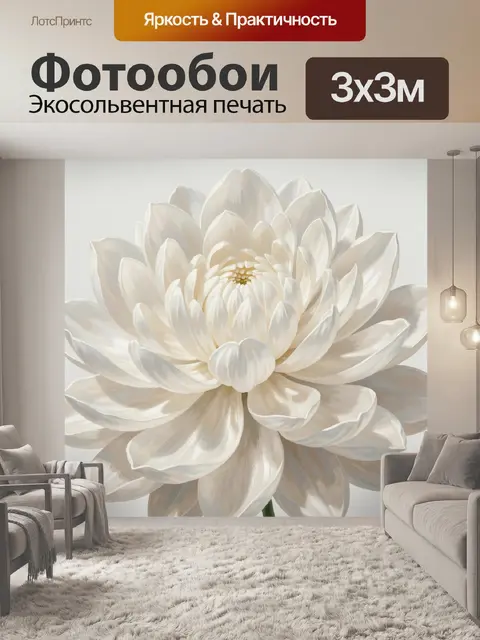 Фотообои Белоснежный цветок крупным планом